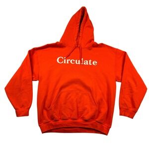 Carrots x Circulate Mens Orange Graphic Pullover Hoodie Sweatshirt Size Large